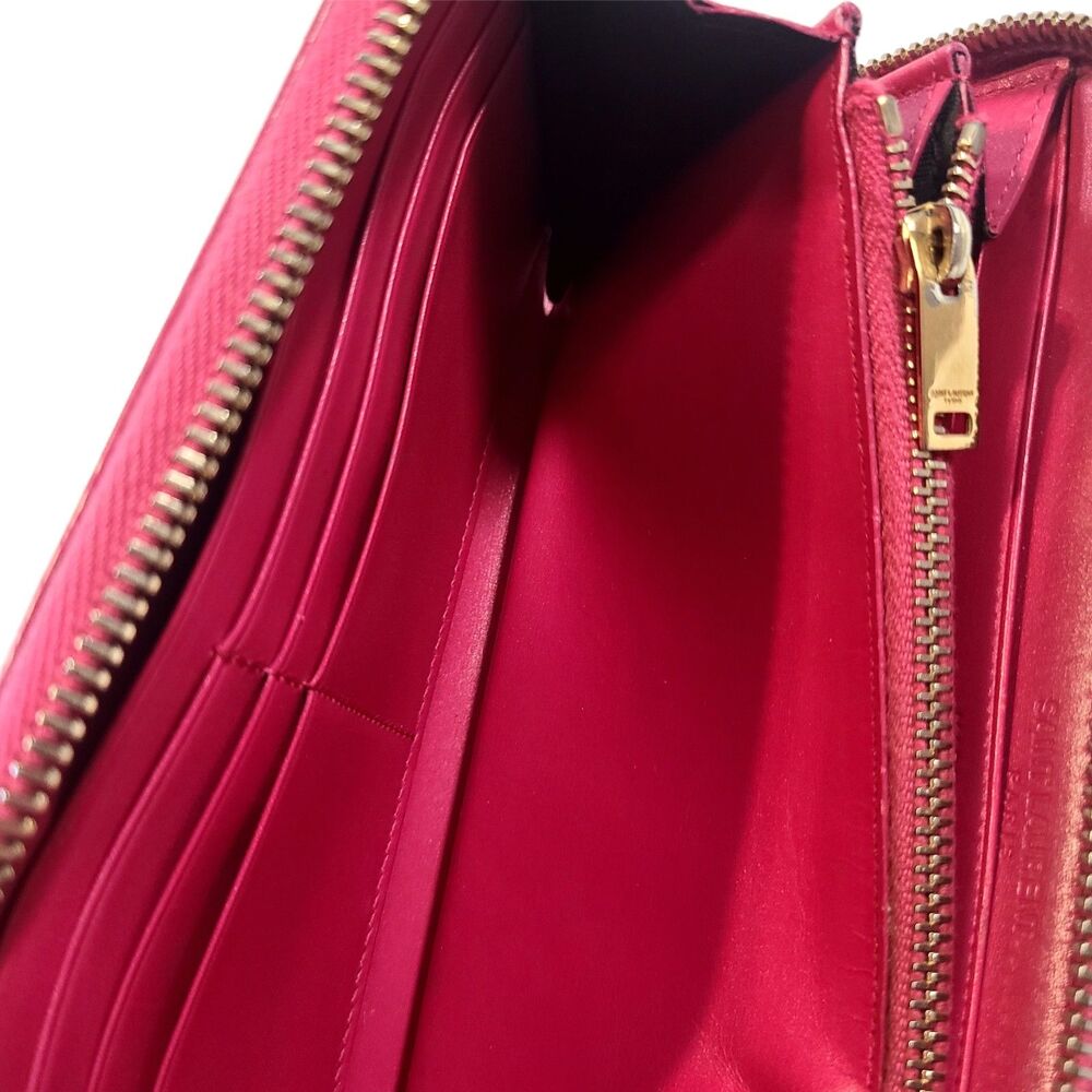 Saint Laurent (Authentic) Electric Pink Leather & Gold Zippy Long Wallet, VGUC - Picture 7 of 10